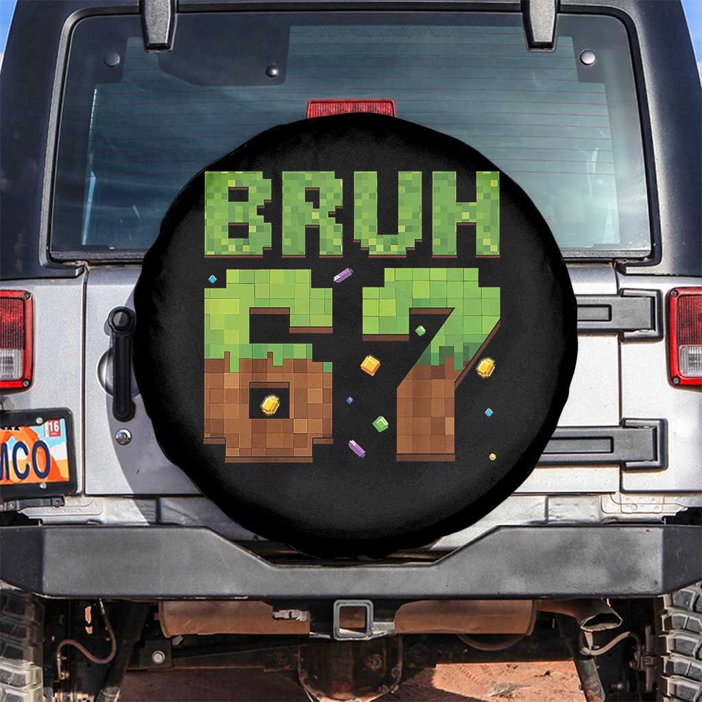 Funny Six Seven Spare Tire Cover 67 Meme 6 7 Boy Game Pixel Number TS10 No hole Black Print Your Wear