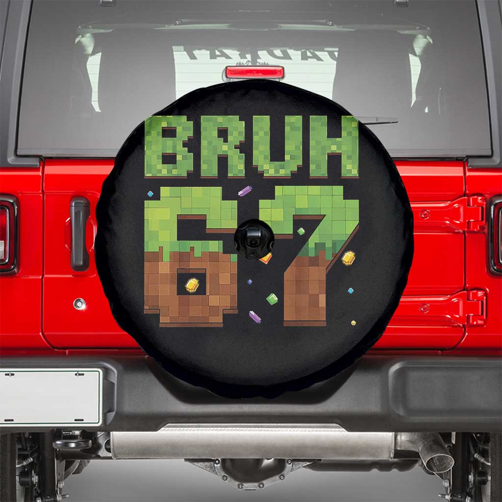 Funny Six Seven Spare Tire Cover 67 Meme 6 7 Boy Game Pixel Number TS10 Black Print Your Wear
