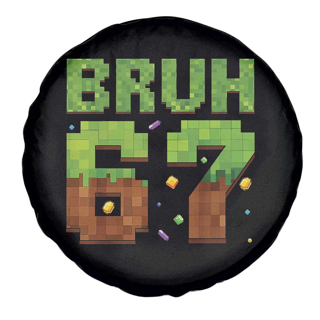 Funny Six Seven Spare Tire Cover 67 Meme 6 7 Boy Game Pixel Number TS10 Print Your Wear