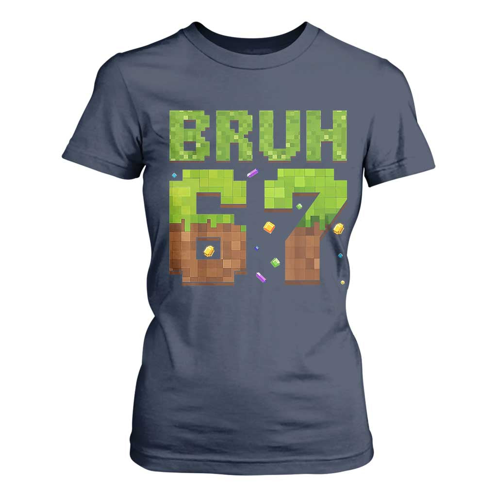 Funny Six Seven T Shirt For Women 67 Meme 6 7 Boy Game Pixel Number TS10 Navy Print Your Wear