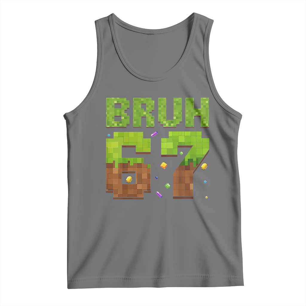 Funny Six Seven Tank Top 67 Meme 6 7 Boy Game Pixel Number TS10 Black Heather Print Your Wear