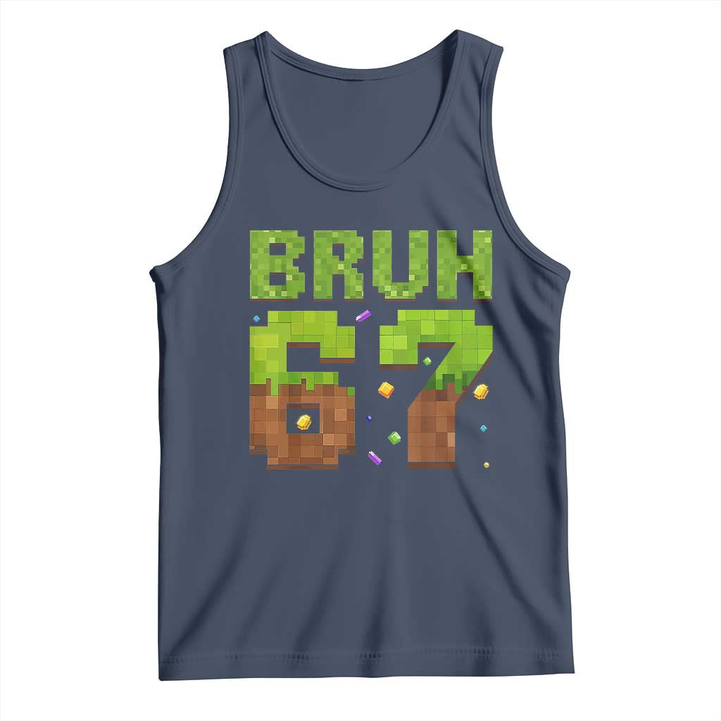 Funny Six Seven Tank Top 67 Meme 6 7 Boy Game Pixel Number TS10 Navy Print Your Wear