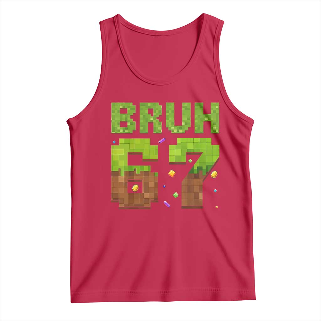 Funny Six Seven Tank Top 67 Meme 6 7 Boy Game Pixel Number TS10 Red Print Your Wear