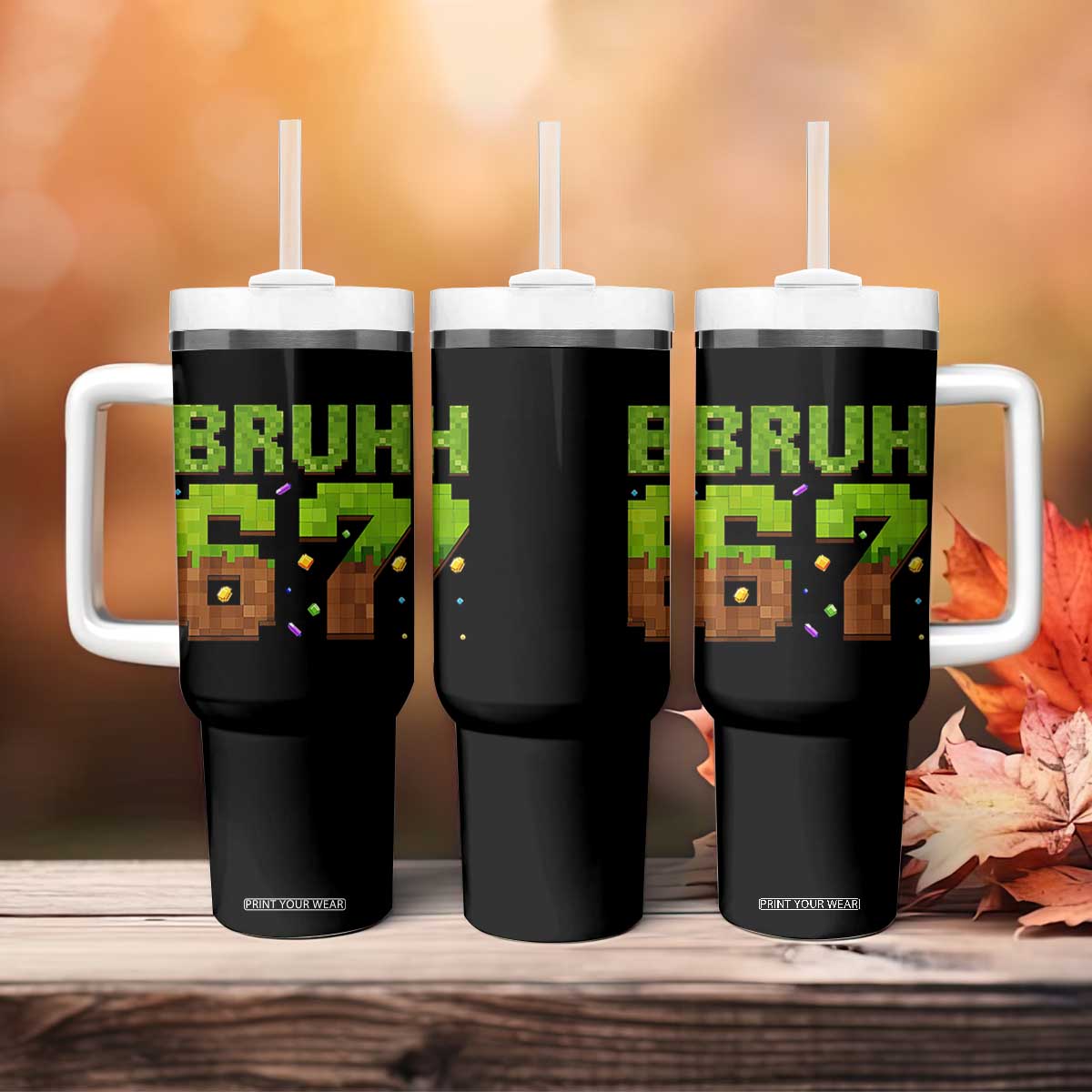 Funny Six Seven Tumbler With Handle 67 Meme 6 7 Boy Game Pixel Number TS10 Print Your Wear