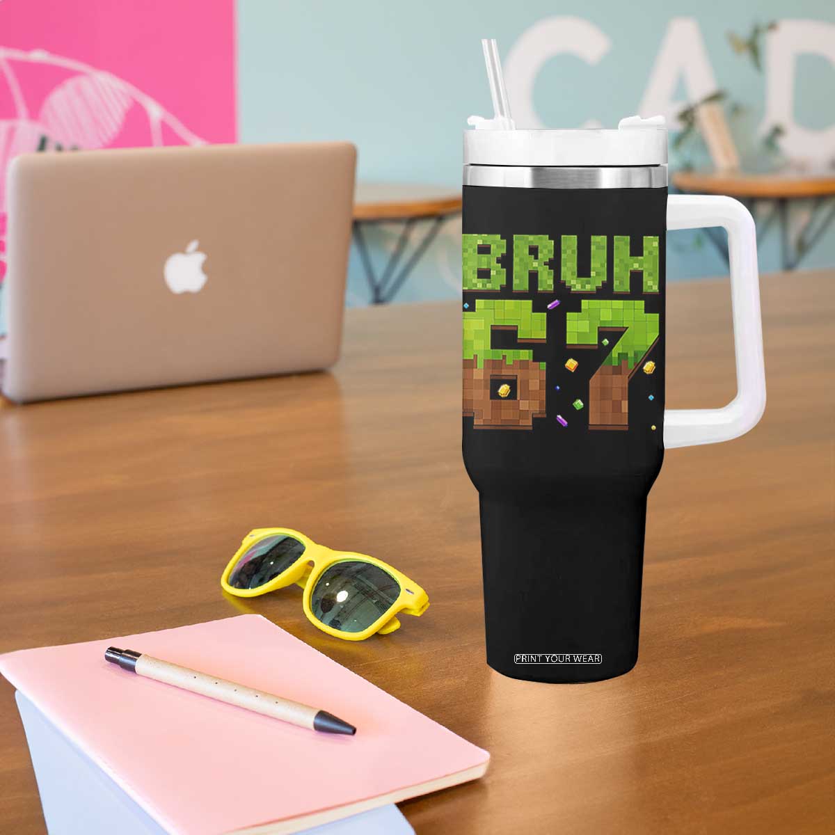 Funny Six Seven Tumbler With Handle 67 Meme 6 7 Boy Game Pixel Number TS10 Print Your Wear