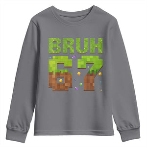 Funny Six Seven Youth Sweatshirt 67 Meme 6 7 Boy Game Pixel Number TS10 Charcoal Print Your Wear