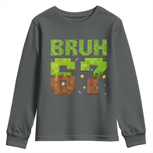 Funny Six Seven Youth Sweatshirt 67 Meme 6 7 Boy Game Pixel Number TS10 Dark Heather Print Your Wear