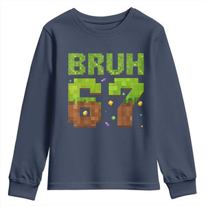 Funny Six Seven Youth Sweatshirt 67 Meme 6 7 Boy Game Pixel Number TS10 Navy Print Your Wear