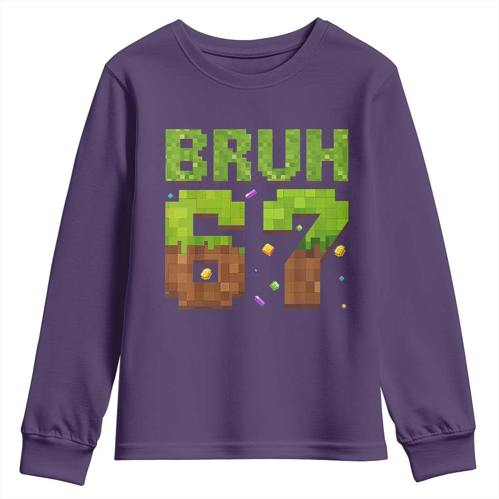 Funny Six Seven Youth Sweatshirt 67 Meme 6 7 Boy Game Pixel Number TS10 Purple Print Your Wear