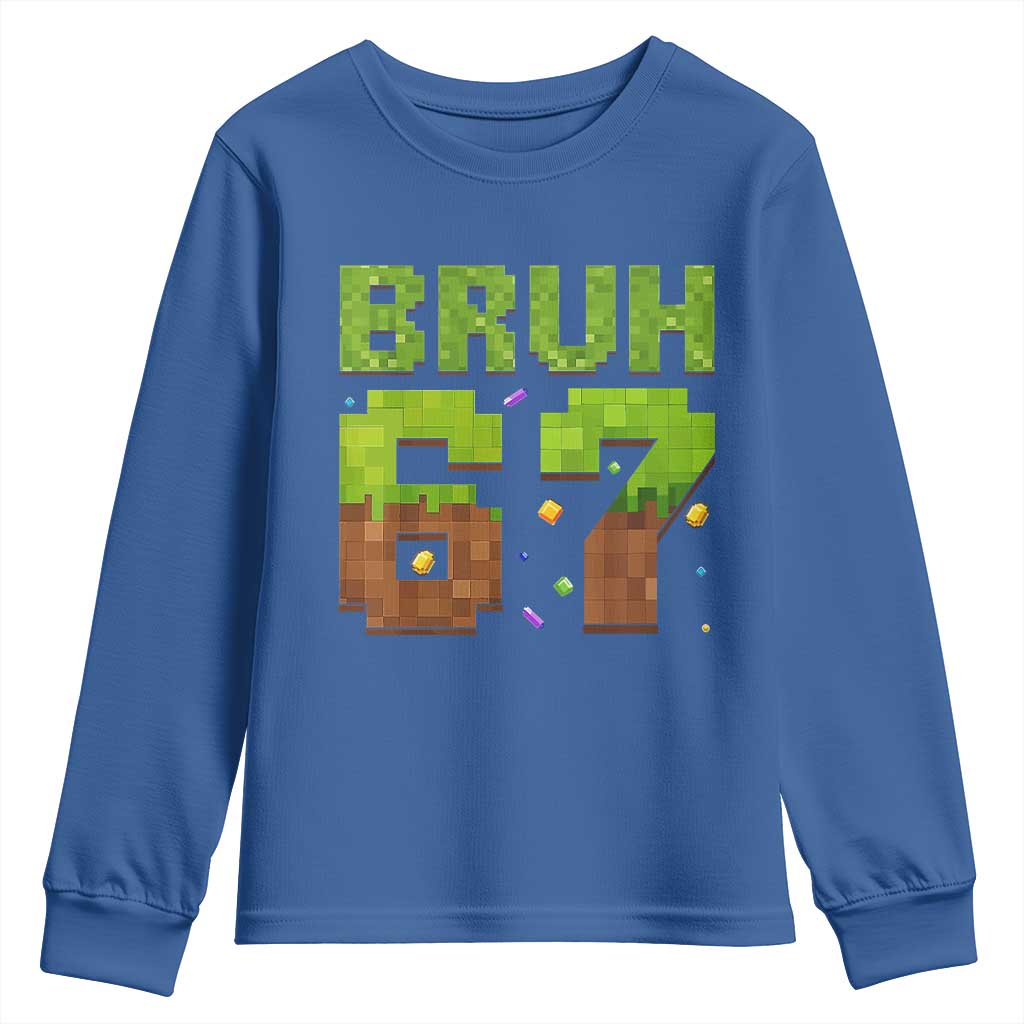 Funny Six Seven Youth Sweatshirt 67 Meme 6 7 Boy Game Pixel Number TS10 Royal Blue Print Your Wear