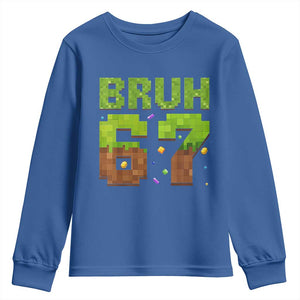 Funny Six Seven Youth Sweatshirt 67 Meme 6 7 Boy Game Pixel Number TS10 Royal Blue Print Your Wear