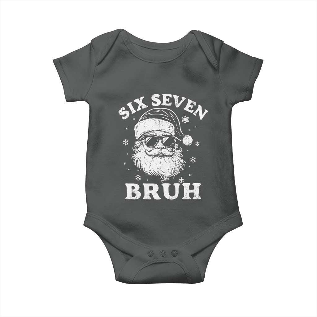 67 Christmas Six Seven Bruh Baby Onesie Funny Santa 6 7 Meme TS10 Dark Heather Print Your Wear