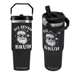 67 Christmas Six Seven Bruh Flip Straw Tumbler Funny Santa 6 7 Meme TS10 One Size: 30 oz Black Print Your Wear