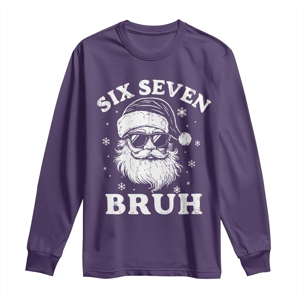 67 Christmas Six Seven Bruh Long Sleeve Shirt Funny Santa 6 7 Meme TS10 Purple Print Your Wear