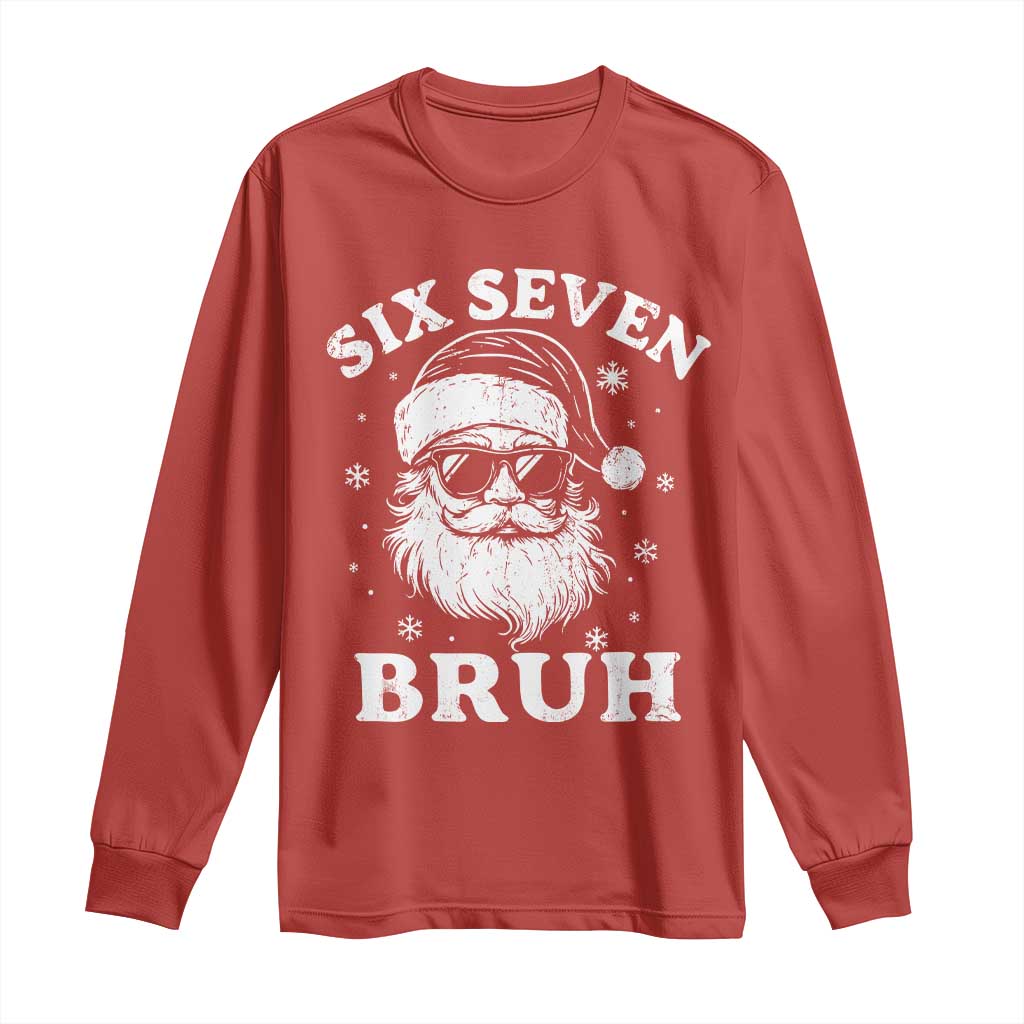 67 Christmas Six Seven Bruh Long Sleeve Shirt Funny Santa 6 7 Meme TS10 Red Print Your Wear
