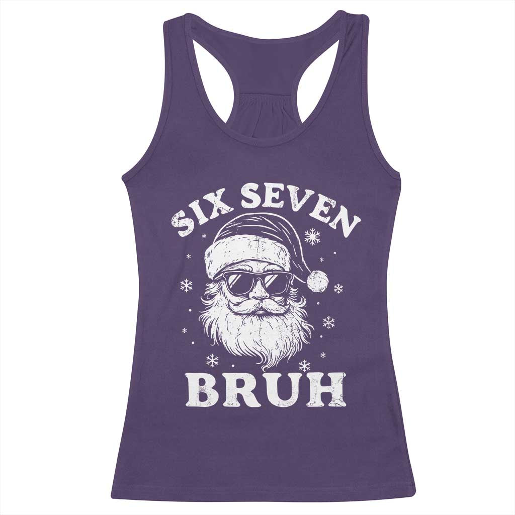 67 Christmas Six Seven Bruh Racerback Tank Top Funny Santa 6 7 Meme TS10 Purple Print Your Wear