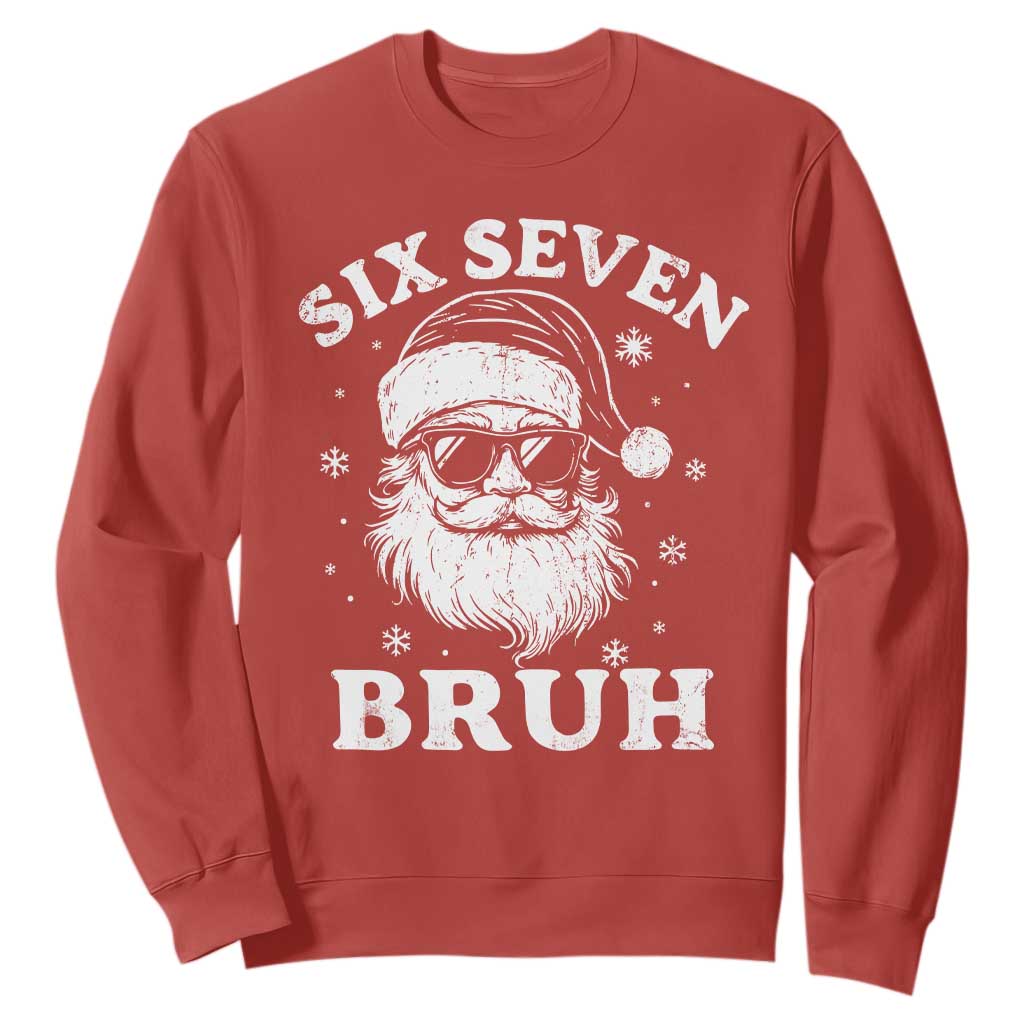 67 Christmas Six Seven Bruh Sweatshirt Funny Santa 6 7 Meme TS10 Red Print Your Wear