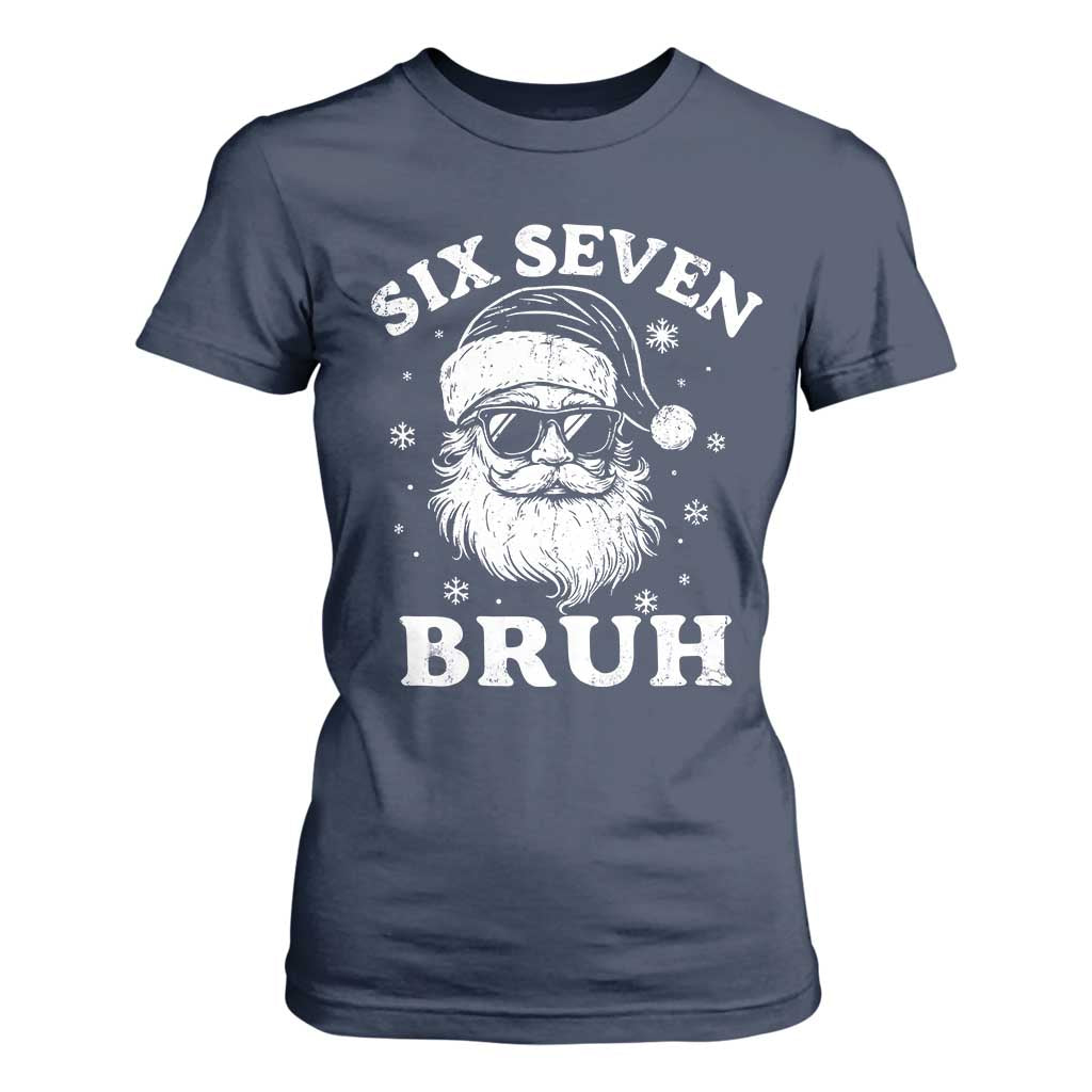 67 Christmas Six Seven Bruh T Shirt For Women Funny Santa 6 7 Meme TS10 Navy Print Your Wear