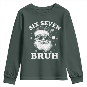 67 Christmas Six Seven Bruh Youth Sweatshirt Funny Santa 6 7 Meme TS10 Dark Forest Green Print Your Wear