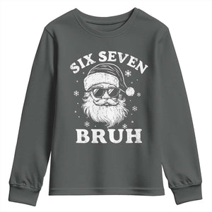 67 Christmas Six Seven Bruh Youth Sweatshirt Funny Santa 6 7 Meme TS10 Dark Heather Print Your Wear