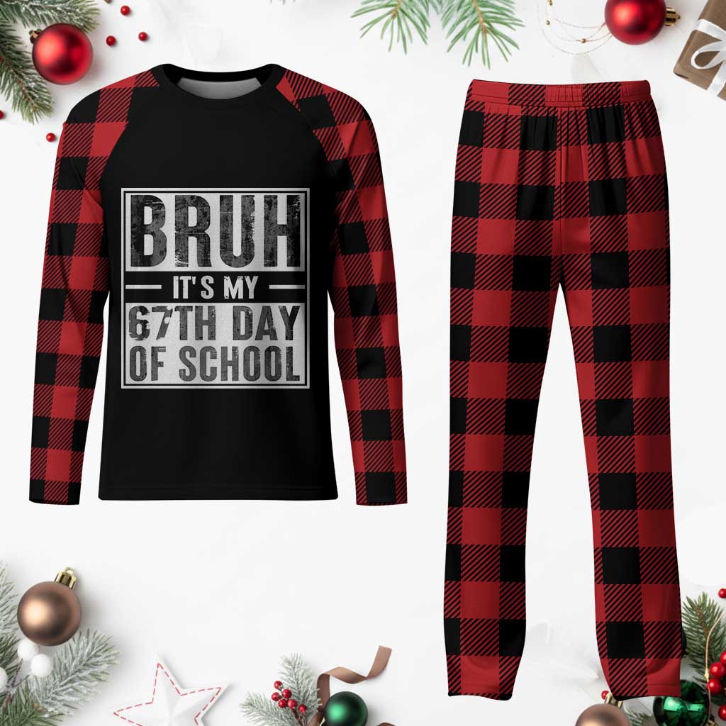 Bruh It's My 67th Day Of School Plaid Pajama Set Funny Six Seven Meme Boys 67 Days TS10 Buffalo Plaid Print Your Wear