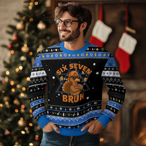 67 Funny Thanksgiving Hanukkah Ugly Sweater Six Seven Bruh 6 7 Turkey Meme TS10 Black Blue Print Your Wear