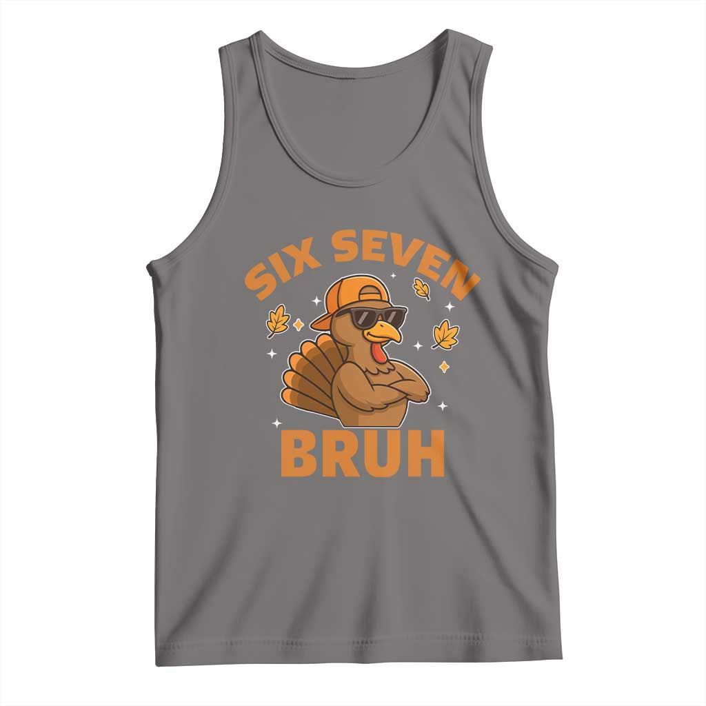 67 Funny Thanksgiving Tank Top Six Seven Bruh 6 7 Turkey Meme TS10 Deep Heather Print Your Wear
