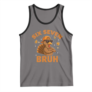 67 Funny Thanksgiving Tank Top Six Seven Bruh 6 7 Turkey Meme TS10 Deep Heather Black Print Your Wear