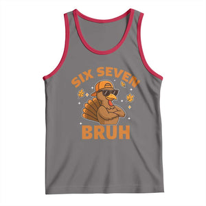67 Funny Thanksgiving Tank Top Six Seven Bruh 6 7 Turkey Meme TS10 Deep Heather Red Print Your Wear