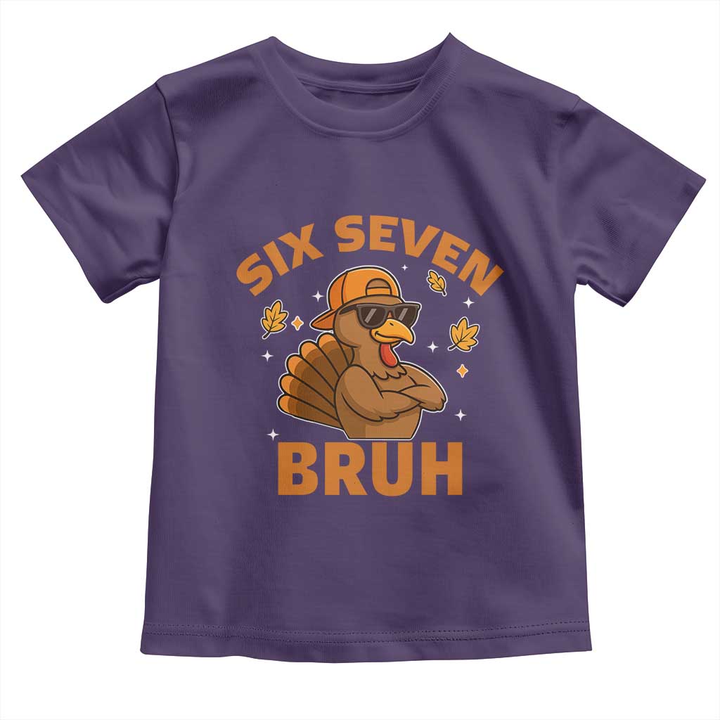 67 Funny Thanksgiving Toddler T Shirt Six Seven Bruh 6 7 Turkey Meme TS10 Purple Print Your Wear