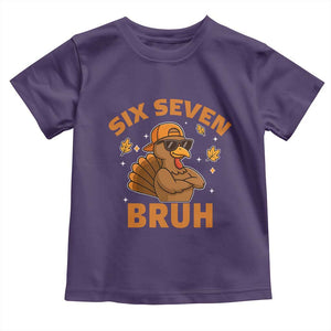 67 Funny Thanksgiving Toddler T Shirt Six Seven Bruh 6 7 Turkey Meme TS10 Purple Print Your Wear