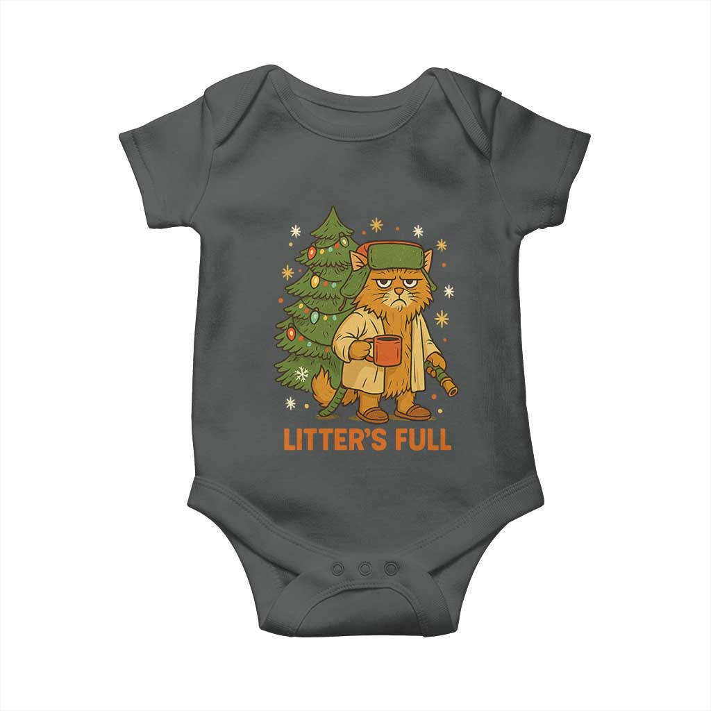Litters Full Baby Onesie Funny Christmas Vacation Cat TS10 Dark Heather Print Your Wear
