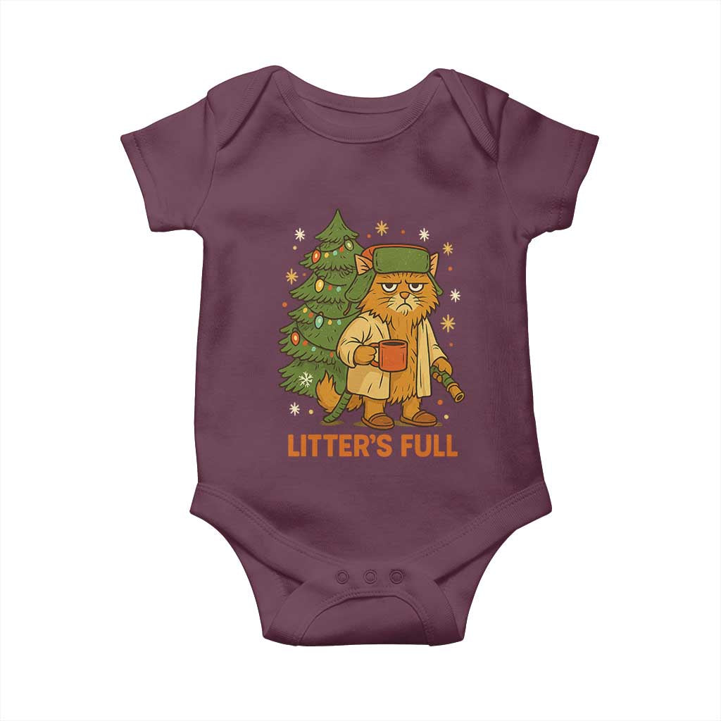 Litters Full Baby Onesie Funny Christmas Vacation Cat TS10 Maroon Print Your Wear