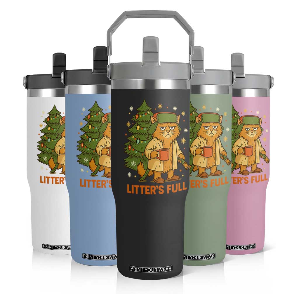 Litters Full Flip Straw Tumbler Funny Christmas Vacation Cat TS10 Print Your Wear