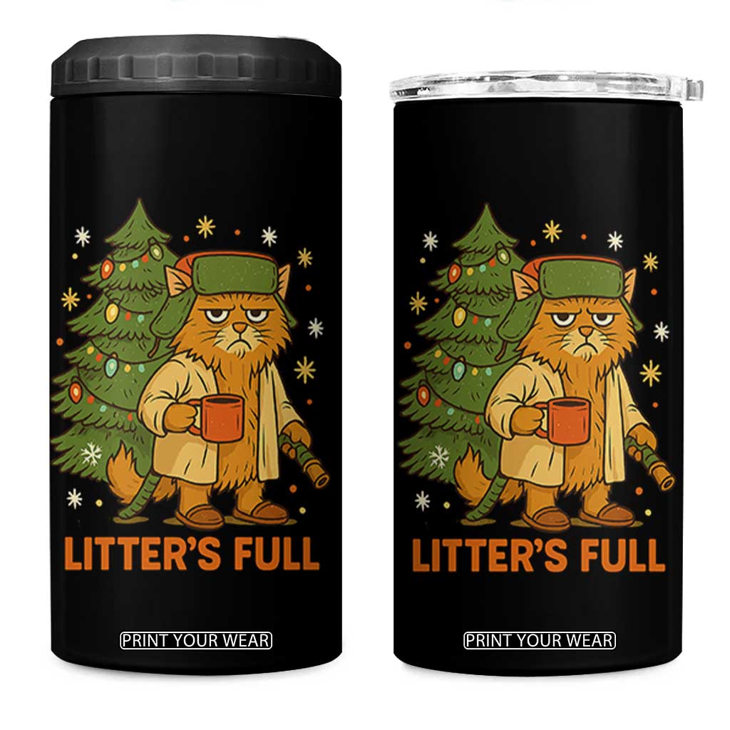 Litters Full 4 in 1 Can Cooler Tumbler Funny Christmas Vacation Cat TS10 One Size: 16 oz Black Print Your Wear