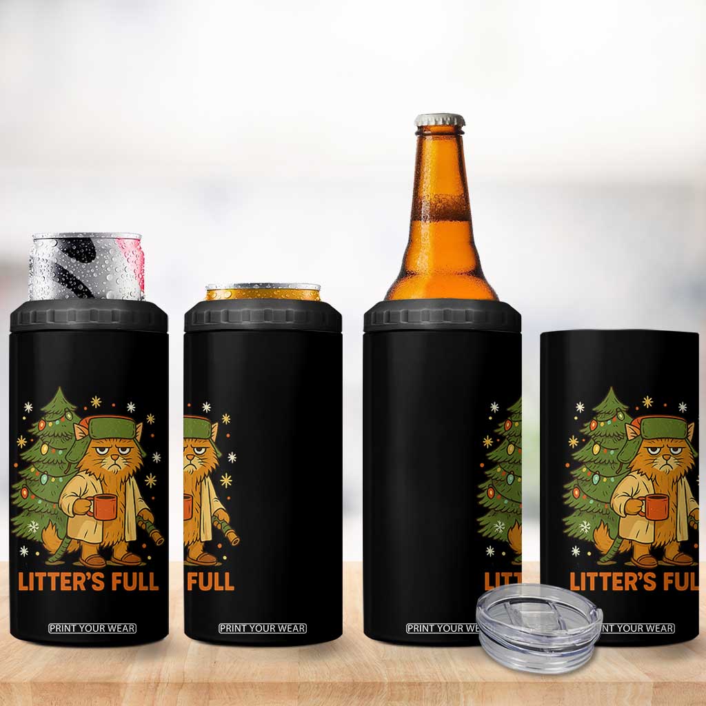 Litters Full 4 in 1 Can Cooler Tumbler Funny Christmas Vacation Cat TS10 Print Your Wear