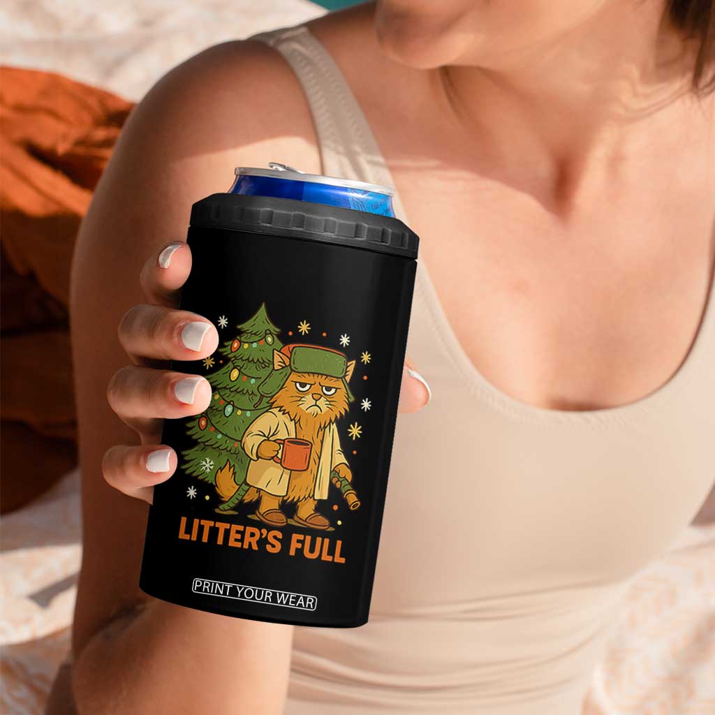 Litters Full 4 in 1 Can Cooler Tumbler Funny Christmas Vacation Cat TS10 Print Your Wear