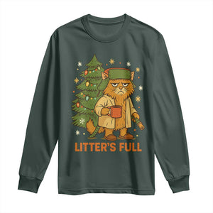 Litters Full Long Sleeve Shirt Funny Christmas Vacation Cat TS10 Dark Forest Green Print Your Wear