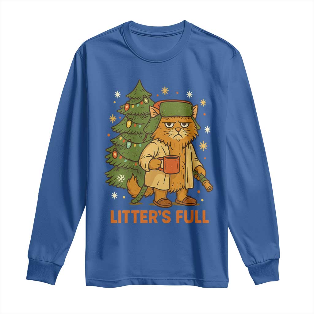 Litters Full Long Sleeve Shirt Funny Christmas Vacation Cat TS10 Royal Blue Print Your Wear