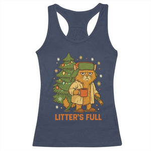 Litters Full Racerback Tank Top Funny Christmas Vacation Cat TS10 Navy Print Your Wear