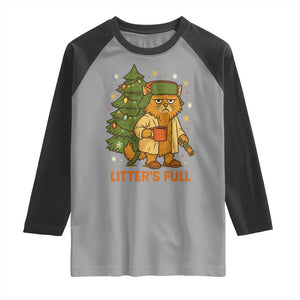 Litters Full Raglan Shirt Funny Christmas Vacation Cat TS10 Sport Gray Black Print Your Wear