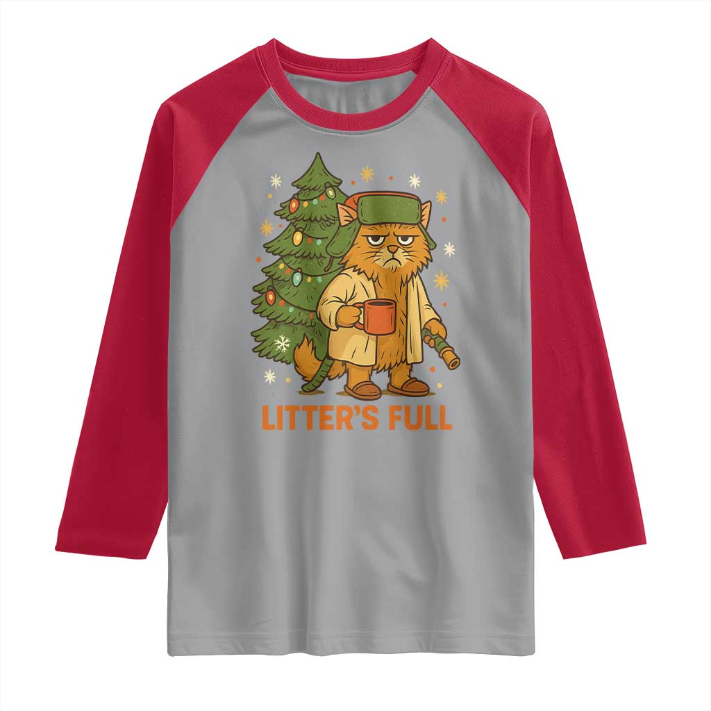 Litters Full Raglan Shirt Funny Christmas Vacation Cat TS10 Sport Gray Red Print Your Wear