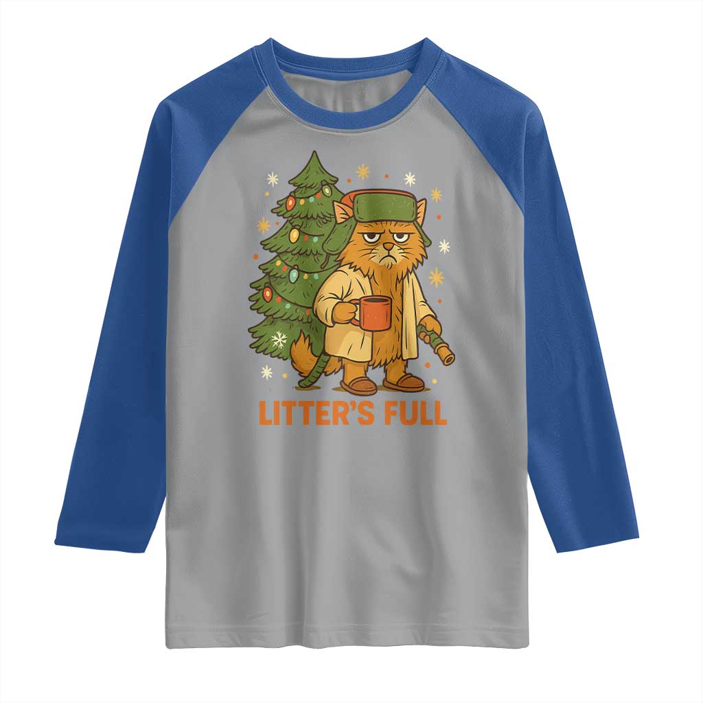 Litters Full Raglan Shirt Funny Christmas Vacation Cat TS10 Sport Gray Royal Print Your Wear