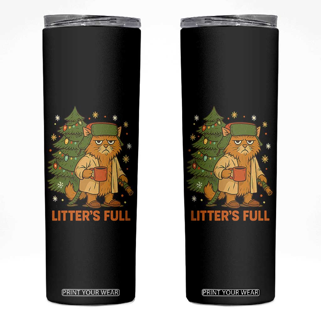 Litters Full Skinny Tumbler Funny Christmas Vacation Cat TS10 Black Print Your Wear