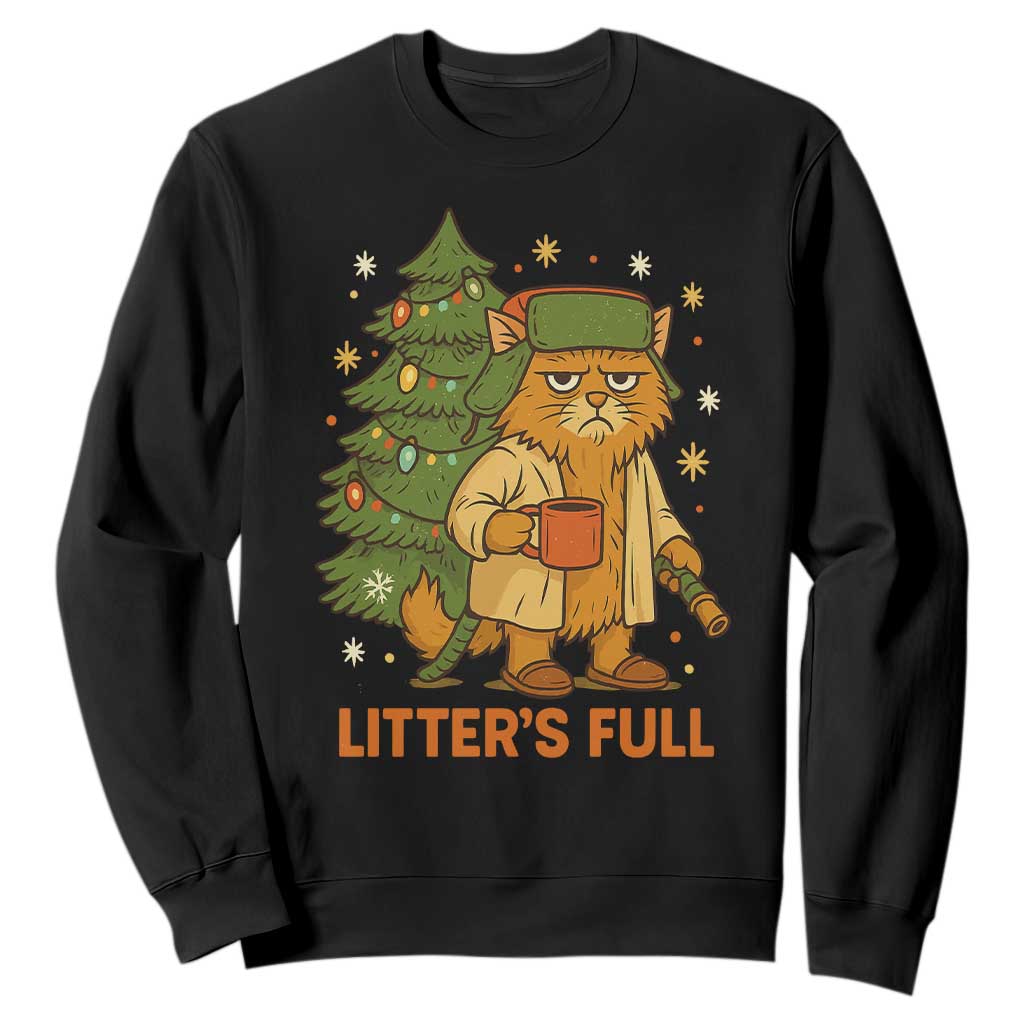 Litters Full Sweatshirt Funny Christmas Vacation Cat TS10 Black Print Your Wear