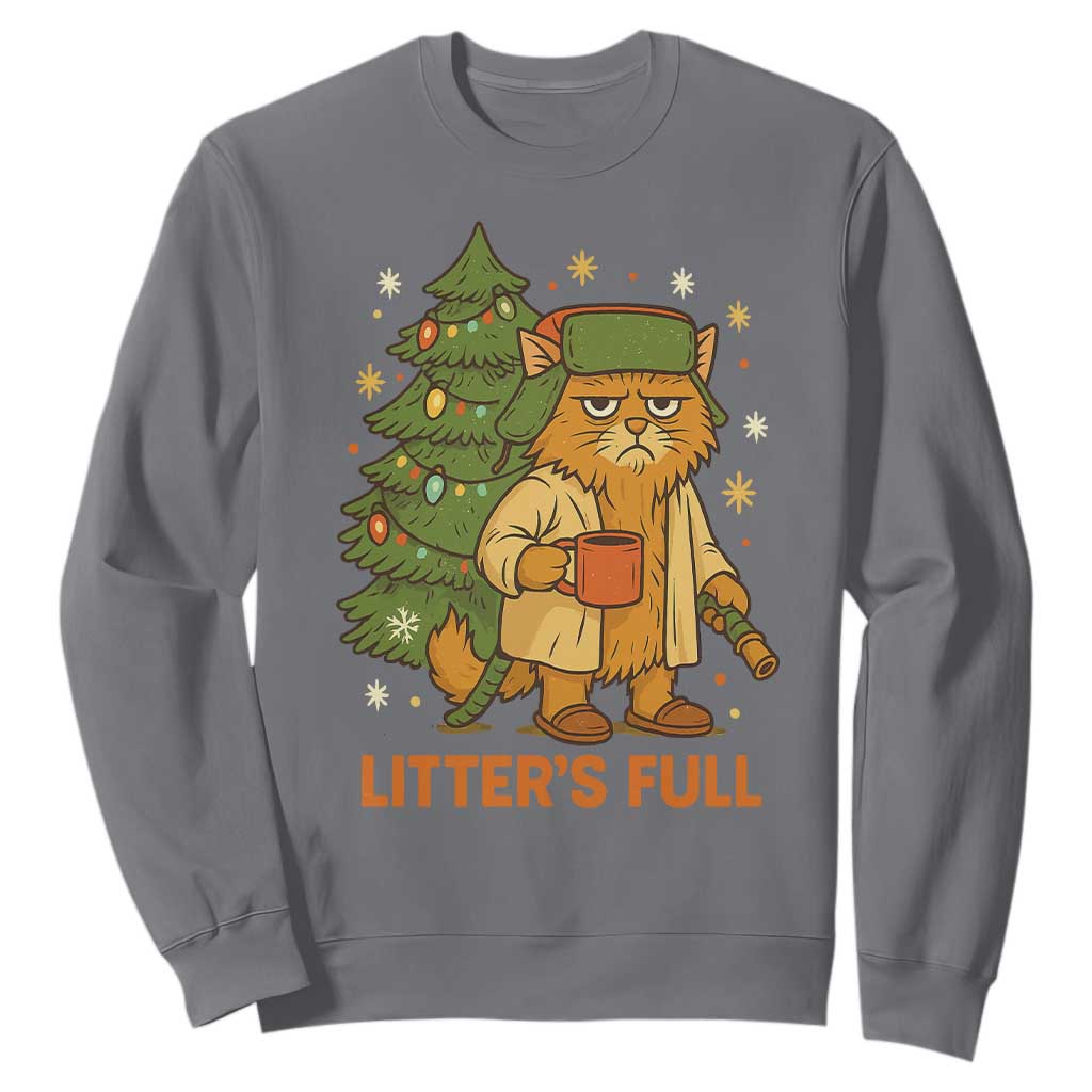 Litters Full Sweatshirt Funny Christmas Vacation Cat TS10 Charcoal Print Your Wear