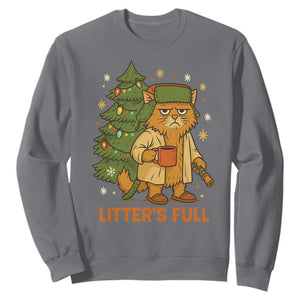 Litters Full Sweatshirt Funny Christmas Vacation Cat TS10 Charcoal Print Your Wear