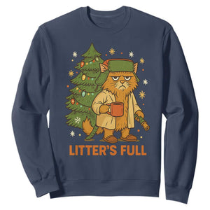 Litters Full Sweatshirt Funny Christmas Vacation Cat TS10 Navy Print Your Wear