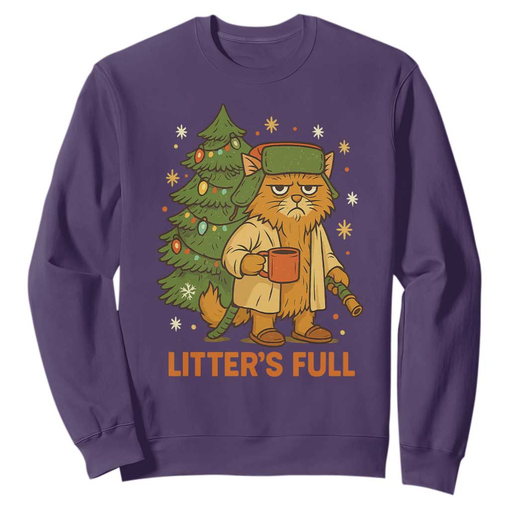 Litters Full Sweatshirt Funny Christmas Vacation Cat TS10 Purple Print Your Wear