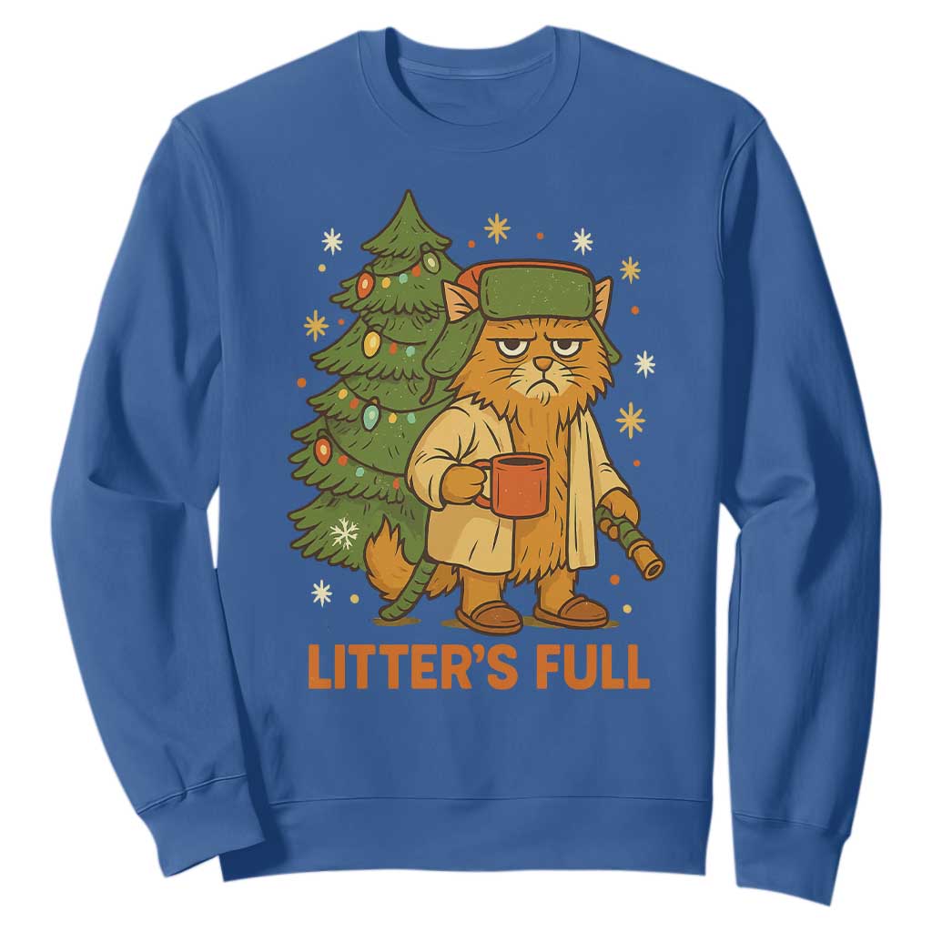 Litters Full Sweatshirt Funny Christmas Vacation Cat TS10 Royal Blue Print Your Wear